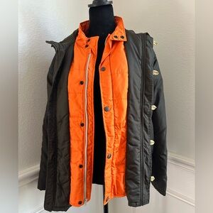 Class Club Camouflage and Orange Puffer Jacket, Kids Size 14/16